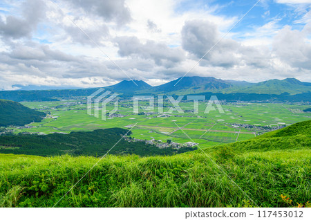 Panoramic view from Daikanbo in Aso National Park 117453012