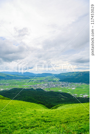 Panoramic view from Daikanbo in Aso National Park 117453029