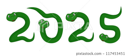 Snakes in the form of numbers 2025. Vector inscription for the New Year. Numbers of the year in the form of a snake symbol sign 2025. Zodiac signs according to the Chinese calendar. Snakes in the form of numbers 2025. Vector inscription for the New Year. Numbers of the year in the form of a snake symbol sign 2025. Zodiac signs according to the Chinese calendar. 117453451