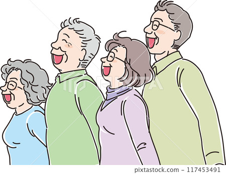 各年齡層的人_側身_微笑迎風_4口之家_4位老人_60後_70後_80後 117453491