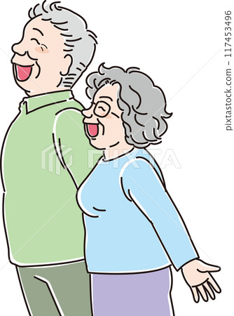 各年齡層的人_側身_迎風微笑_老夫妻_爺爺_奶奶_70後_80後 117453496