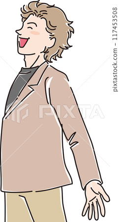 People of various ages_sideways_smiling and facing the wind_men_20s_30s 117453508