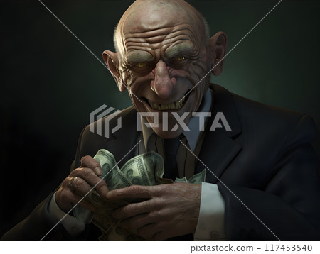 Old Evil Unrestrained Banker Businessman AI Artwork Old Evil Unrestrained Banker Businessman AI Artwork 117453540