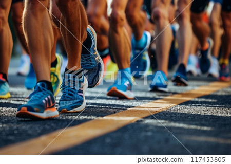 People run a marathon. Running competition. 117453805