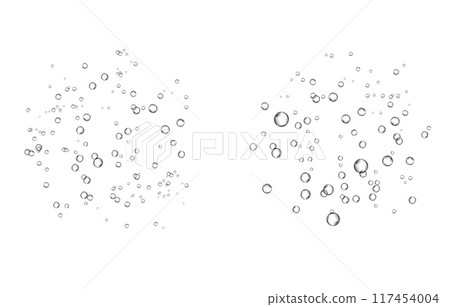 Oxygen air bubbles  flow  in water on white  background. 117454004