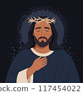 Jesus Christ in prayer. Illustration christian religious vector 117454022