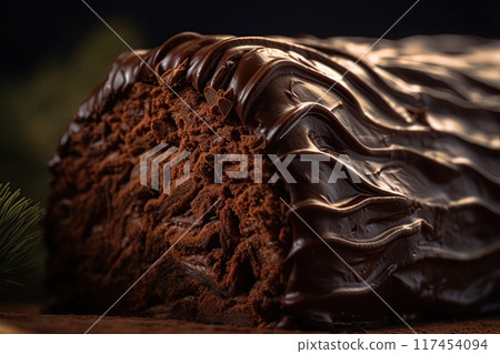 Yule log traditional Christmas cake. Generative Ai 117454094