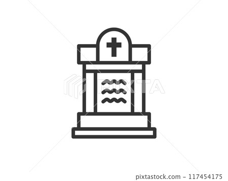 Illustration of a Western-style grave icon (line drawing) 117454175
