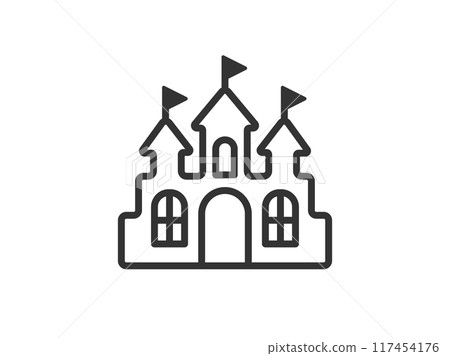 Illustration of Halloween castle icon (line drawing) Illustration of Halloween castle icon (line drawing) 117454176