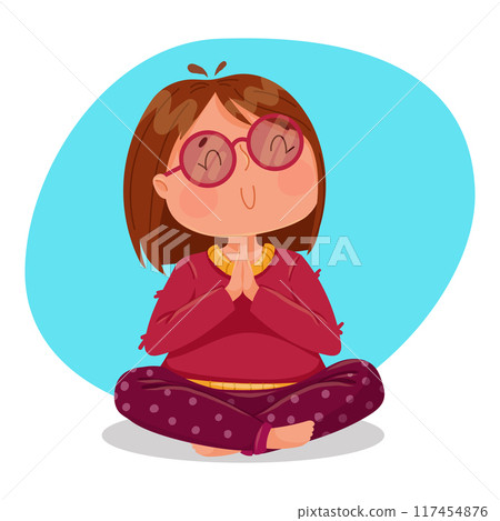 Cute vector girl practice yoga Cute vector girl practice yoga 117454876