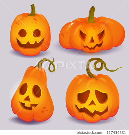 Set of cartoon isolated pumpkins Set of cartoon isolated pumpkins 117454881