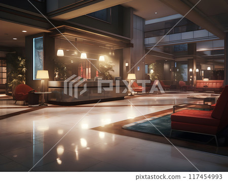 Modern Luxury Hotel Reception Area Hall Lobby AI Artwork 117454993