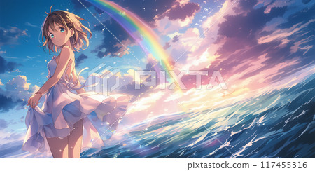A rainbow and a little girl 117455316