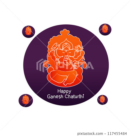 Happy ganesh chaturthi festival set collection vector Happy ganesh chaturthi festival set collection vector 117455484