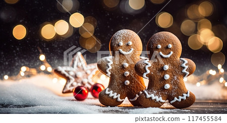 Gingerbread cookies. Traditional Christmas dessert. Generative Ai Gingerbread cookies. Traditional Christmas dessert. Generative Ai 117455584