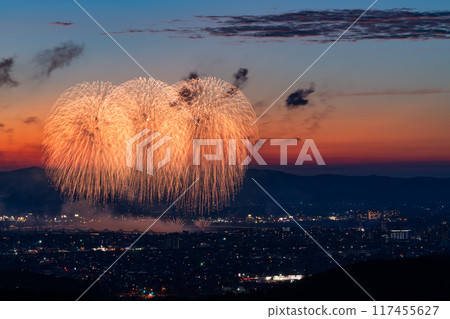 <Niigata Prefecture> Nagaoka Fireworks Festival - Aerial view <Niigata Prefecture> Nagaoka Fireworks Festival - Aerial view 117455627