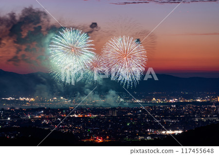 <Niigata Prefecture> Nagaoka Fireworks Festival - Aerial view <Niigata Prefecture> Nagaoka Fireworks Festival - Aerial view 117455648
