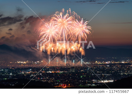 <Niigata Prefecture> Nagaoka Fireworks Festival - Aerial view <Niigata Prefecture> Nagaoka Fireworks Festival - Aerial view 117455667