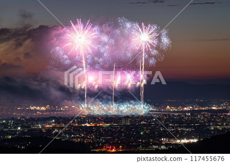 <Niigata Prefecture> Nagaoka Fireworks Festival - Aerial view <Niigata Prefecture> Nagaoka Fireworks Festival - Aerial view 117455676