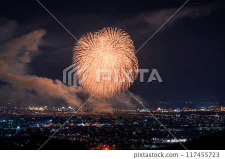 <Niigata Prefecture> Nagaoka Fireworks Festival - Aerial view <Niigata Prefecture> Nagaoka Fireworks Festival - Aerial view 117455723