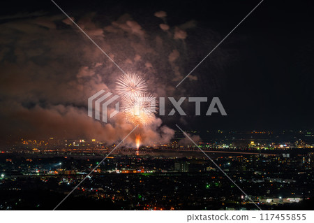 <Niigata Prefecture> Nagaoka Fireworks Festival - Aerial view <Niigata Prefecture> Nagaoka Fireworks Festival - Aerial view 117455855