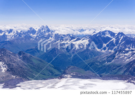 beautiful high mountain landscape, view from the top of Elbrus beautiful high mountain landscape, view from the top of Elbrus 117455897