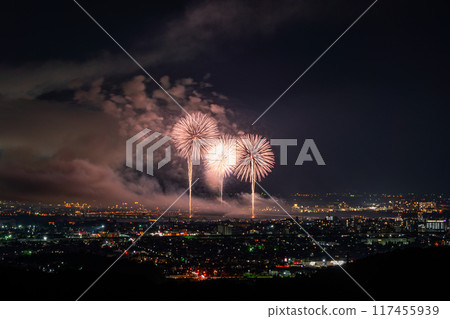 <Niigata Prefecture> Nagaoka Fireworks Festival - Aerial view <Niigata Prefecture> Nagaoka Fireworks Festival - Aerial view 117455939
