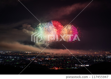 <Niigata Prefecture> Nagaoka Fireworks Festival - Aerial view <Niigata Prefecture> Nagaoka Fireworks Festival - Aerial view 117455947