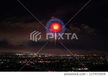 <Niigata Prefecture> Nagaoka Fireworks Festival - Aerial view <Niigata Prefecture> Nagaoka Fireworks Festival - Aerial view 117455959