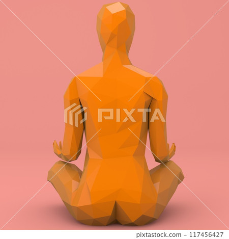 Lowpoly Meditating Yoga Woman Figure 3D Illustration 3 Lowpoly Meditating Yoga Woman Figure 3D Illustration 3 117456427