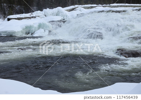Magic winter waterfall Storforsen, North of Sweden Magic winter waterfall Storforsen, North of Sweden 117456439