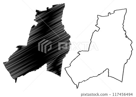 Kerkrade municipality (Kingdom of the Netherlands, Holland, Limburg province) map vector illustration, scribble sketch Kirchroa map Kerkrade municipality (Kingdom of the Netherlands, Holland, Limburg province) map vector illustration, scribble sketch Kirchroa map 117456494