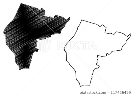 Landgraaf municipality (Kingdom of the Netherlands, Holland, Limburg province) map vector illustration, scribble sketch Lankgraaf map Landgraaf municipality (Kingdom of the Netherlands, Holland, Limburg province) map vector illustration, scribble sketch Lankgraaf map 117456499