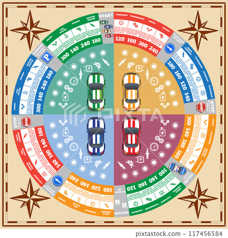 Car repair. Board game. Vector design for app game user interface. Car repair. Board game. Vector design for app game user interface. 117456584
