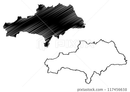 Metropolitan Borough of Barnsley (United Kingdom of Great Britain and Northern Ireland, Metropolitan and ceremonial county South Yorkshire, England) map vector illustration, scribble sketch map 117456638