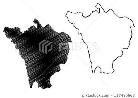 London Borough of Bromley (United Kingdom of Great Britain and Northern Ireland, Ceremonial county and region Greater London, England) map vector illustration, scribble sketch map London Borough of Bromley (United Kingdom of Great Britain and Northern Ireland, Ceremonial county and region Greater London, England) map vector illustration, scribble sketch map 117456668