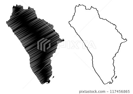 Copeland Non-metropolitan district (United Kingdom of Great Britain and Northern Ireland, ceremonial county Cumbria, England) map vector illustration, scribble sketch Borough of Copeland map 117456865