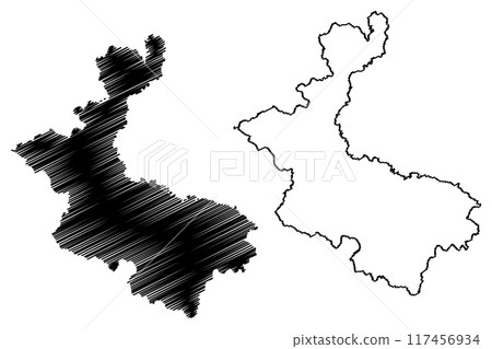 East Staffordshire Non-metropolitan district, Borough (United Kingdom of Great Britain and Northern Ireland, ceremonial county Staffordshire or Staffs, England) map vector, scribble sketch map East Staffordshire Non-metropolitan district, Borough (United Kingdom of Great Britain and Northern Ireland, ceremonial county Staffordshire or Staffs, England) map vector, scribble sketch map 117456934