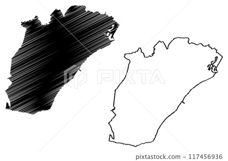 Eastbourne Town and borough (United Kingdom of Great Britain and Northern Ireland, ceremonial county East Sussex, England) map vector illustration, scribble sketch map Eastbourne Town and borough (United Kingdom of Great Britain and Northern Ireland, ceremonial county East Sussex, England) map vector illustration, scribble sketch map 117456936
