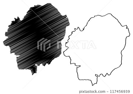 Elmbridge Non-metropolitan district, borough (United Kingdom of Great Britain and Northern Ireland, ceremonial county Surrey, England) map vector illustration, scribble sketch Elmbridge Non-metropolitan district, borough (United Kingdom of Great Britain and Northern Ireland, ceremonial county Surrey, England) map vector illustration, scribble sketch 117456939