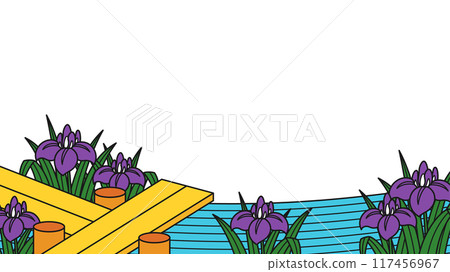 Background illustration inspired by the iris of Hanafuda cards_16:9 117456967