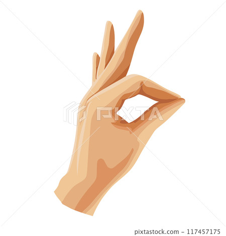 Human hand showing ok sign. Vector clipart depicts emoji gesture. Design for stickers day 117457175