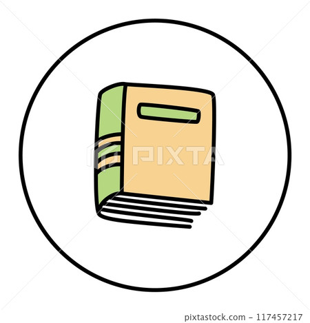 Doodle book icon hand drawn in minimalistic style. Knowledge symbol 117457217