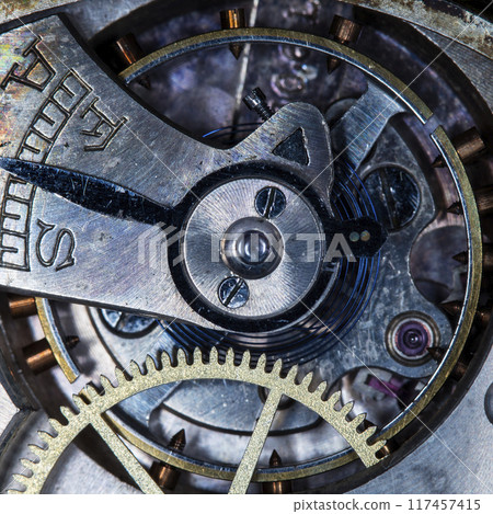 clockwork vintage mechanical watch, high resolution and detail 117457415