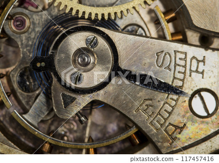 clockwork vintage mechanical watch, high resolution and detail 117457416