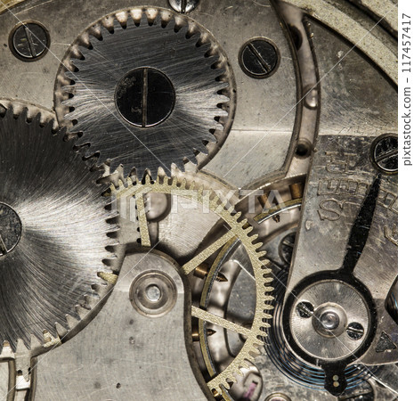 clockwork vintage mechanical watch, high resolution and detail 117457417