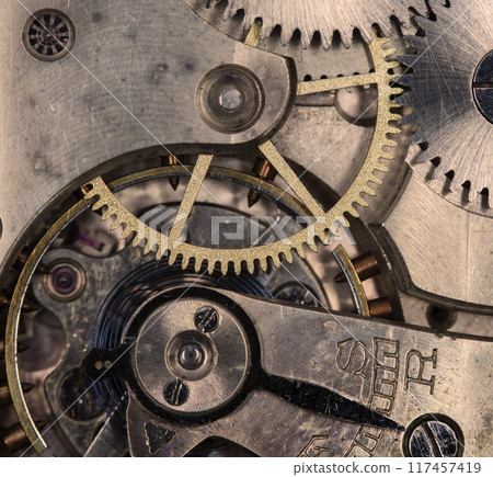 clockwork vintage mechanical watch, high resolution and detail 117457419