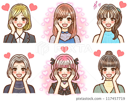 愛上各種髮型的成年女性插畫素材集5 117457719
