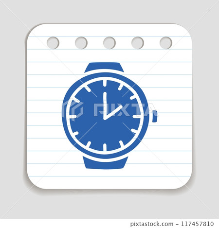 Doodle Wrist Watch icon, blue pen hand drawn infographic symbol on a notepaper piece Doodle Wrist Watch icon, blue pen hand drawn infographic symbol on a notepaper piece 117457810