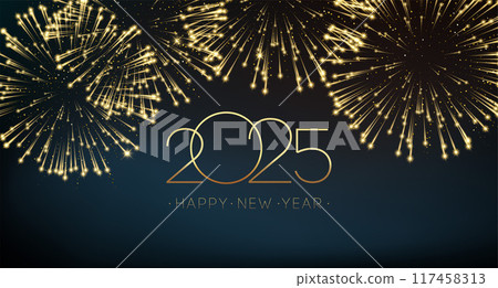 2025 New Year Abstract shiny color gold wave design element 2025 New Year Abstract shiny color gold wave design element 117458313